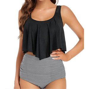 Edelqual Tankini Swimsuits for Women Two Piece Bathing Suits Ruffled Flounce Top